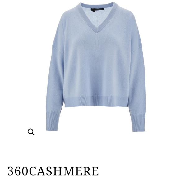 Cashmere Sweater Size Large Blue V Neck 360 Cashmere NWT - Picture 5 of 15